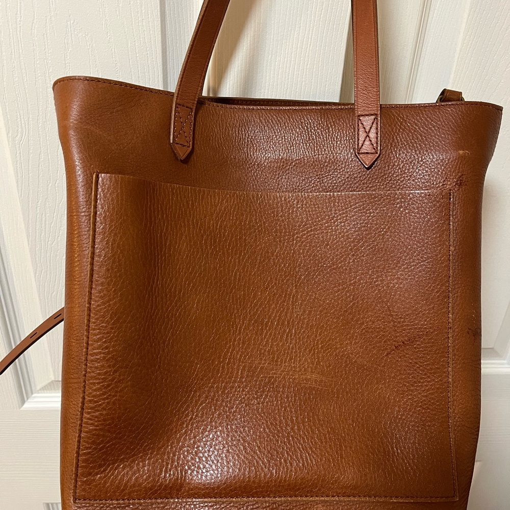 Madewell the zip top medium transport tote-Saddlewood